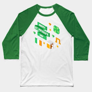 St. Patrick's Day Gamer Pixelated Baseball T-Shirt